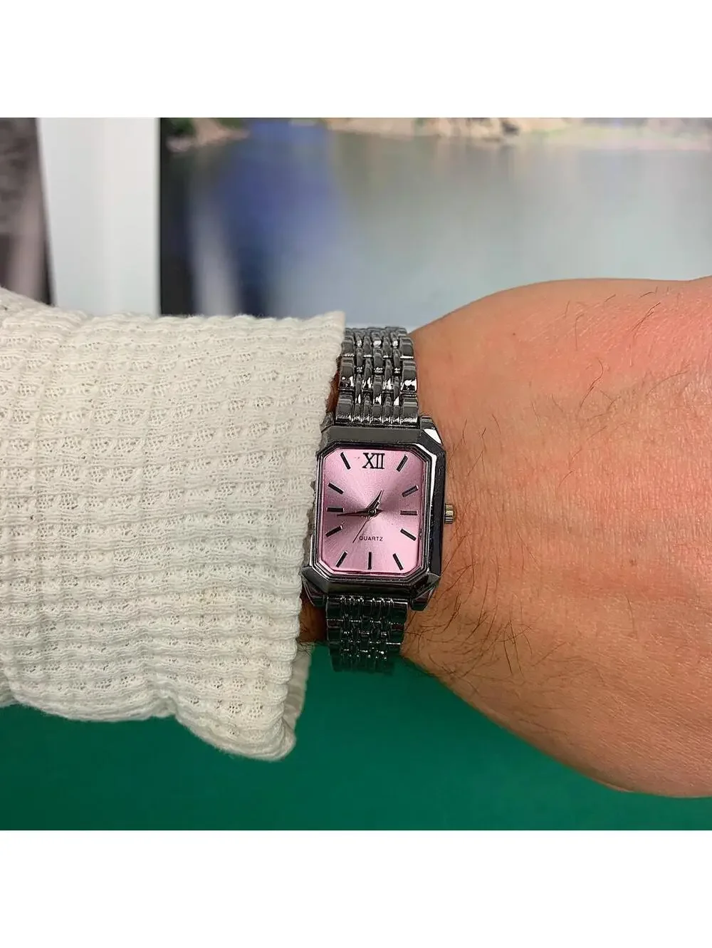 Y2k 2000s vintage style essential minimalist classy stainless steel rectangular